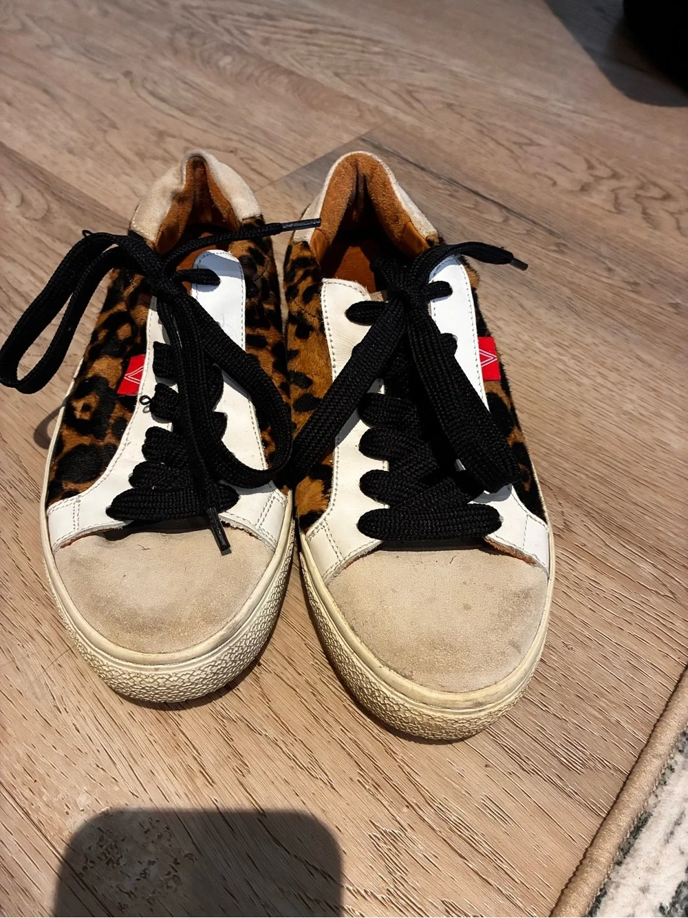 Victoria Beckham Leopard Print Low-Top Sneakers with Black Laces